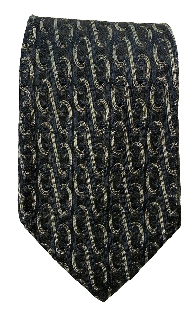 Hickey Freeman silk tie black gray geometric Quiet Luxury Classic